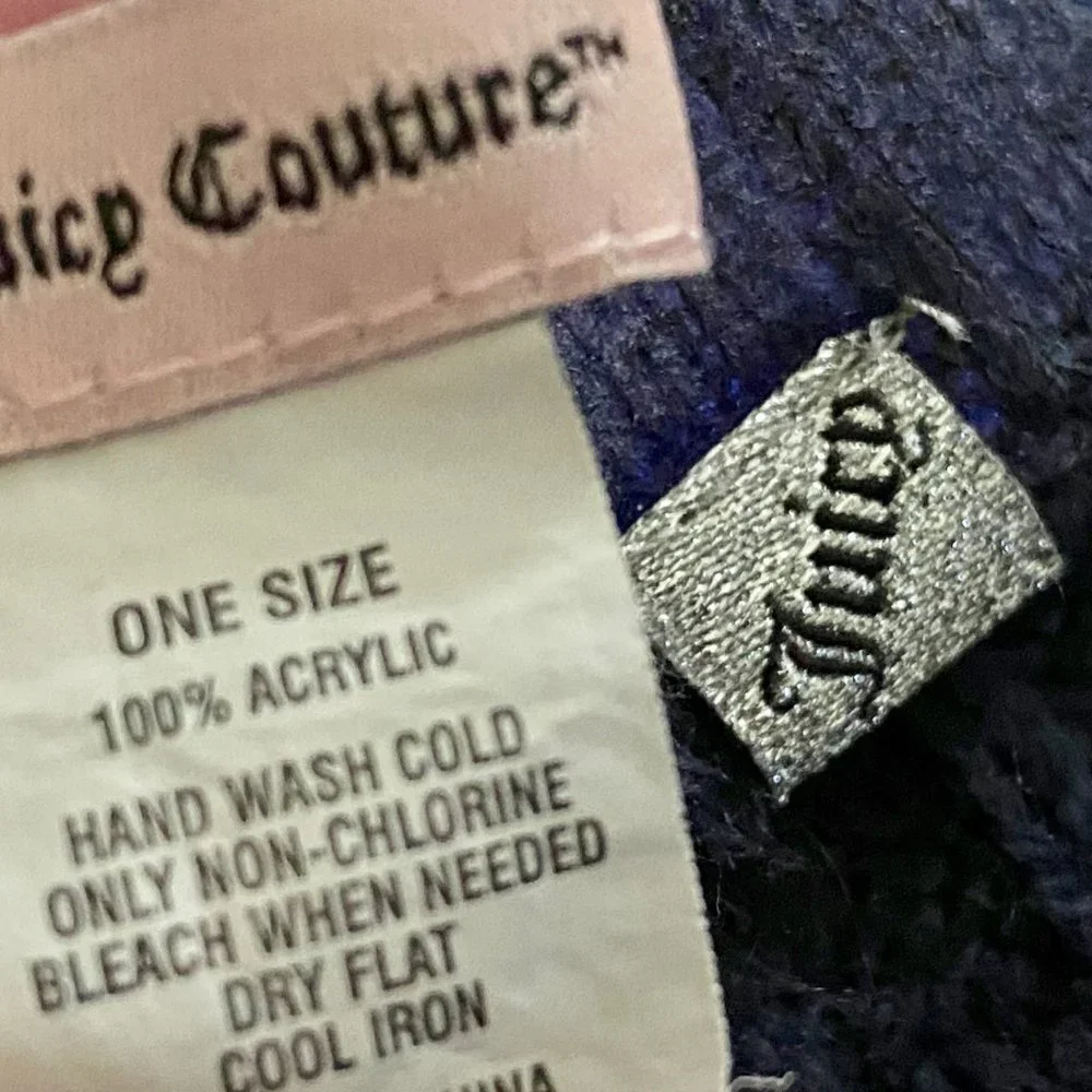 Juicy Couture Scandi Girl Preppy Y2K Rib Knit Metallic Long Scarf 74